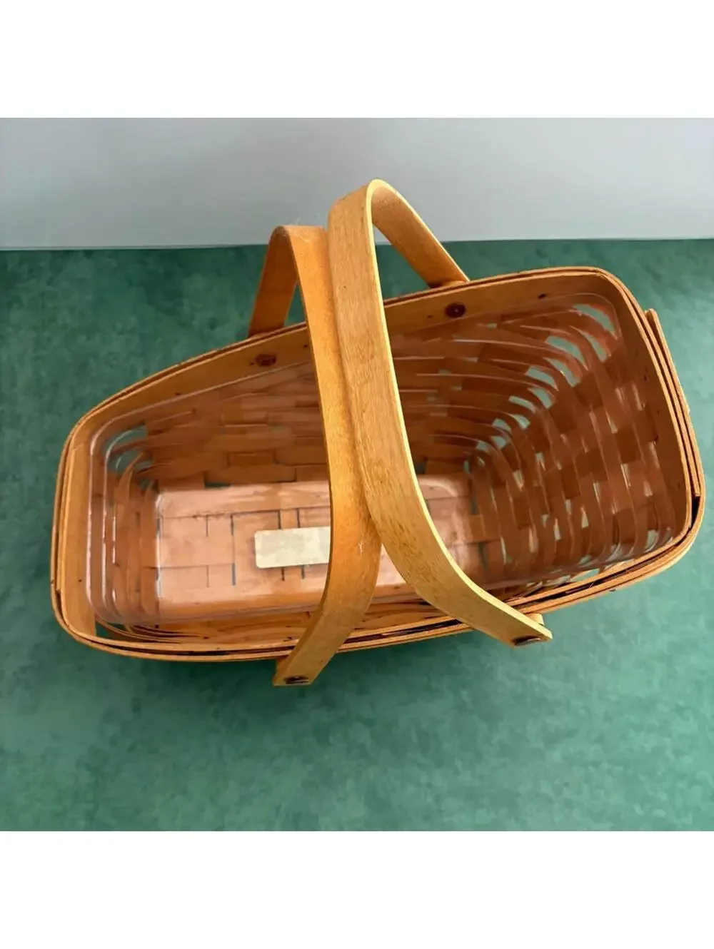 Longaberger Market Basket Signed 2000 Swing Handles Protector Liner Dresden OH